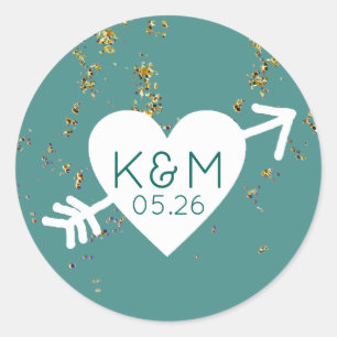 an elegant wedding love heart classic round sticker