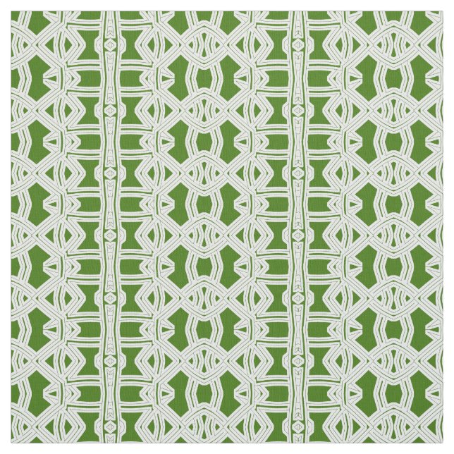 An elegant white & green geometric fabric pattern  (Swatch)