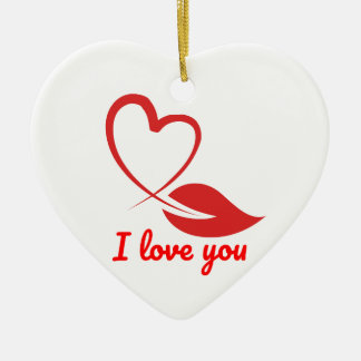 An elegant white heart symbolises love and devotio ceramic ornament