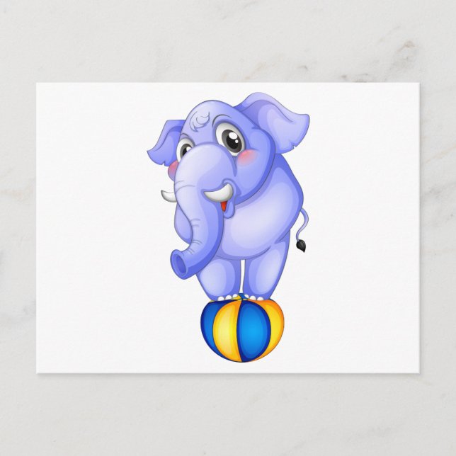 An elephant above the bouncing ball postcard (Front)