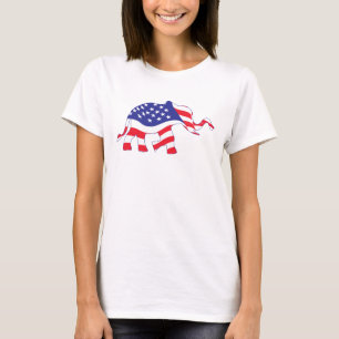 An Elephant made in a USA Flag T-Shirt