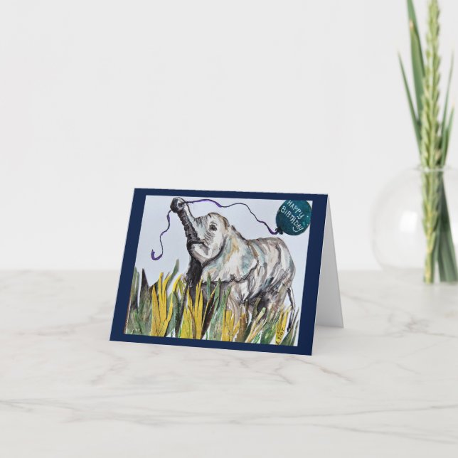 An elephant never forgets; birthday card (Front)