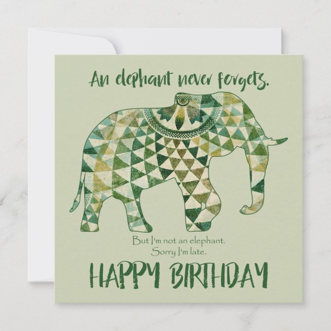 An Elephant Never Forgets - Birthday Card 1 (Front)