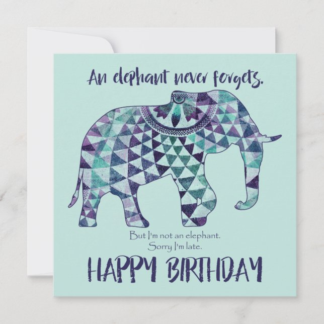 An Elephant Never Forgets - Birthday Card 3 (Front)