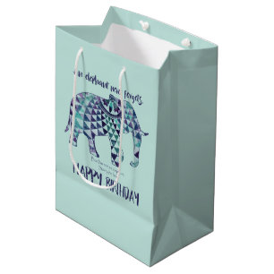 An Elephant Never Forgets - Birthday Card 3 Medium Gift Bag