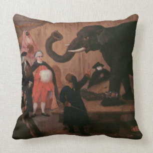 An Elephant Shown in Venice (oil on canvas) Cushion