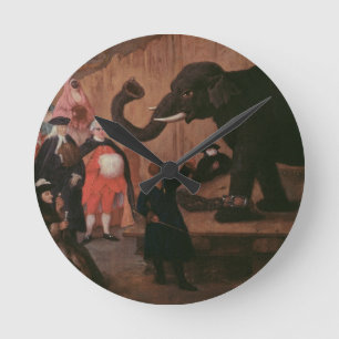 An Elephant Shown in Venice (oil on canvas) Round Clock
