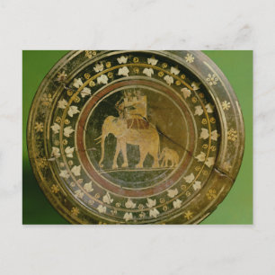 An elephant used in war against the postcard