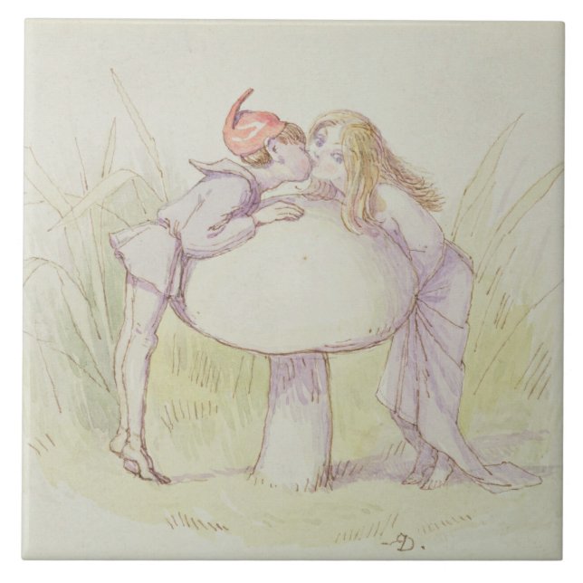 An Elf and a Fairy Ceramic Tile (Front)