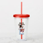 An enchanted Christmas: a smiling snowman Acrylic Tumbler<br><div class="desc">Create your own enchanted Christmas! Personalize this adorable design of a smiling snowman with your favorite text, photos or colors. Ideal to offer a unique gift of its kind or to decorate your interior during the holidays. This design is available on a wide range of products: t-shirts, mugs, posters, and...</div>