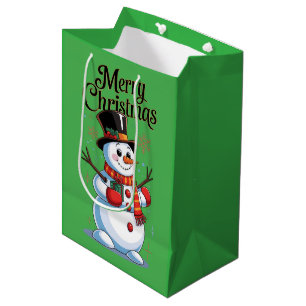 An enchanted Christmas: a smiling snowman Medium Gift Bag