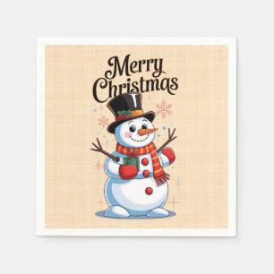 An enchanted Christmas: a smiling snowman Napkin