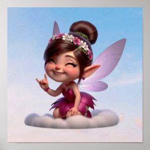 An enchanted magical little cartoon Fairy Poster