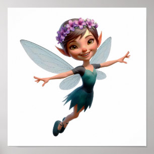 An enchanted magical little cartoon Fairy Poster