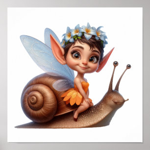 An enchanted magical little cartoon Fairy Poster