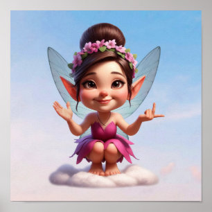 An enchanted magical little cartoon Fairy Poster