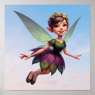 An enchanted magical little cartoon Fairy Poster