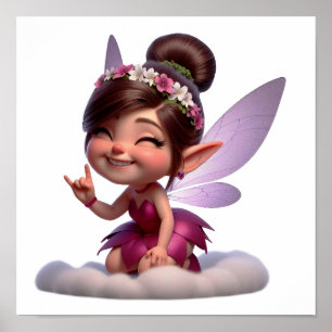 An enchanted magical little cartoon Fairy Poster