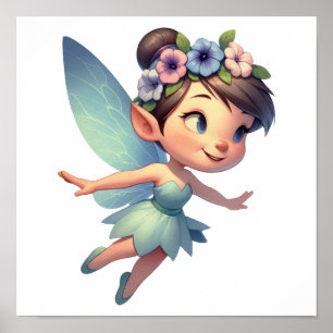 An enchanted magical little cartoon Fairy Poster