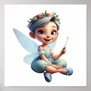 An enchanted magical little cartoon Fairy Poster