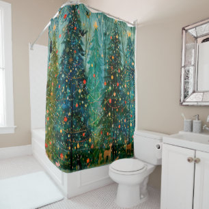 An Enchanted Storybook Christmas Forest Shower Curtain