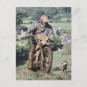 An enduro rider in Wales UK Postcard