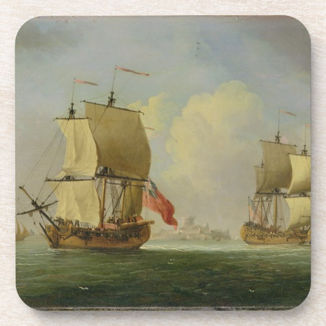An English Sloop and a Frigate in a Light Breeze ( Coaster (Front)
