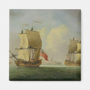 An English Sloop and a Frigate in a Light Breeze ( Magnet