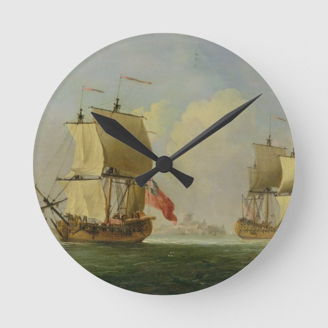 An English Sloop and a Frigate in a Light Breeze ( Round Clock (Front)