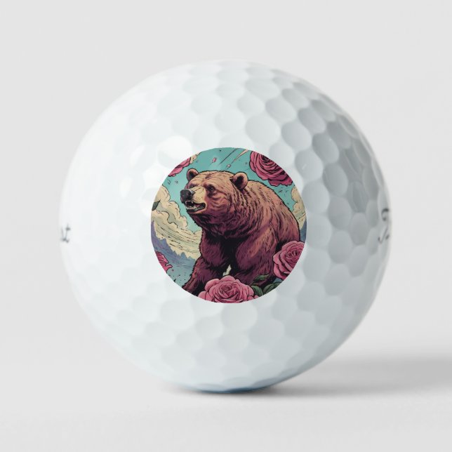 An enraged bear dive into the rose golf balls (Front)