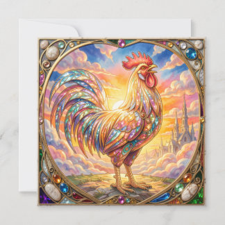 An ethereal rooster invitation