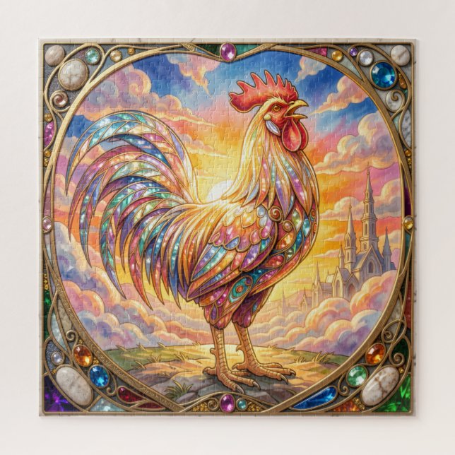 An ethereal rooster jigsaw puzzle (Vertical)