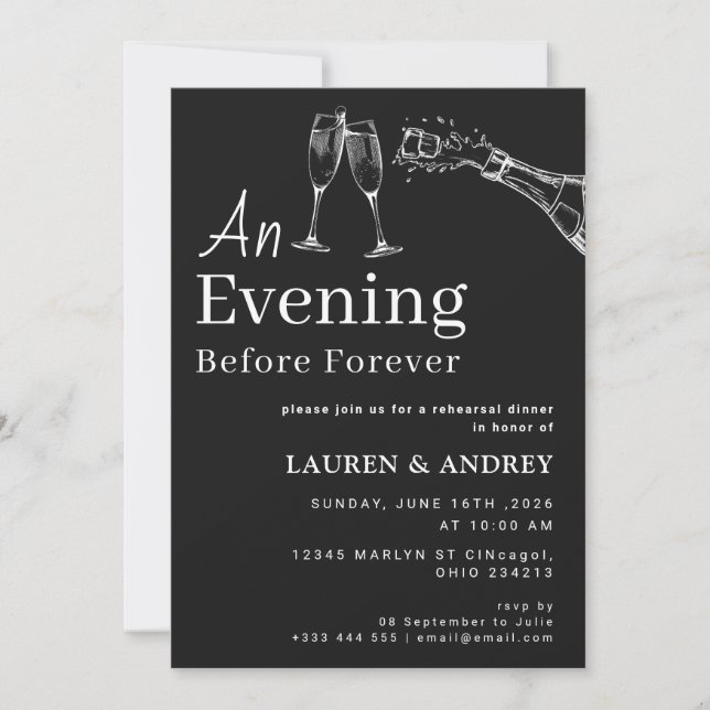 An Evening Before Forever Rehearsal Dinner Invitation (Front)