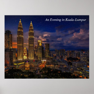 An Evening in Kuala-Lumpur Night Scene Poster