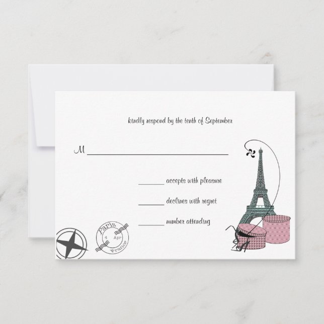 An Evening In Paris Custom Background RSVP card (Front)