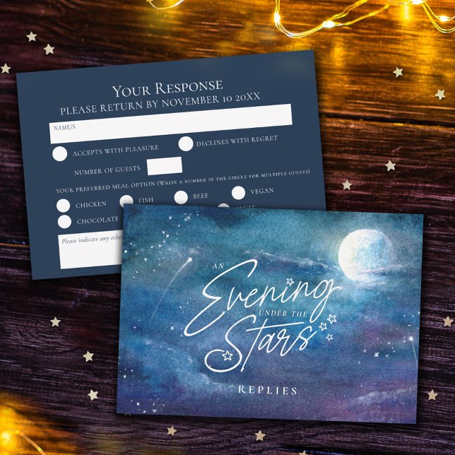 An evening under the stars sky art wedding  RSVP card (Creator Uploaded)