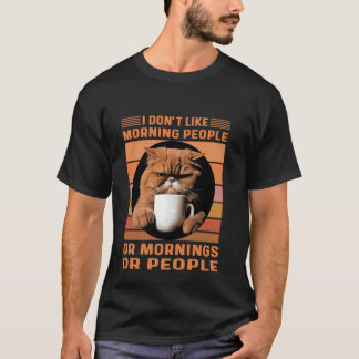 An Excited Persian Cat Drinking Her Morning Coffee T-Shirt