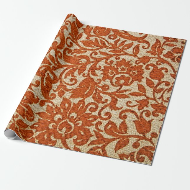 An exotic brown colour Javanese floral pattern wea Wrapping Paper (Unrolled)