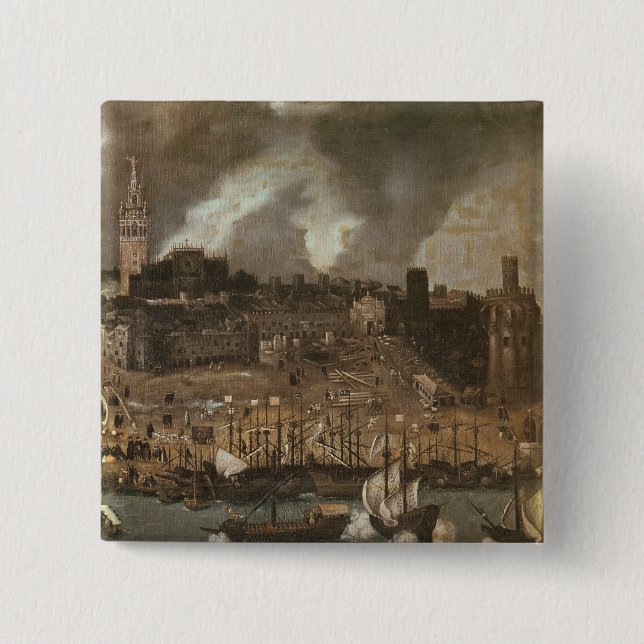 An Expedition Setting out from Seville for 15 Cm Square Badge (Front)