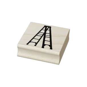 An extended step ladder rubber stamp