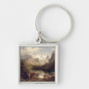 An Extensive Alpine Lake Landscape, 1862 (oil on c Key Ring