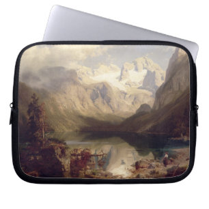 An Extensive Alpine Lake Landscape, 1862 (oil on c Laptop Sleeve
