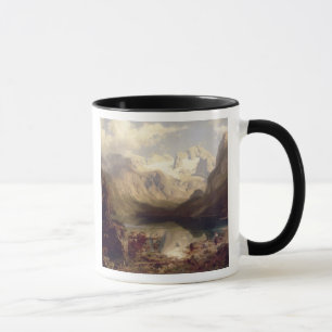 An Extensive Alpine Lake Landscape, 1862 (oil on c Mug