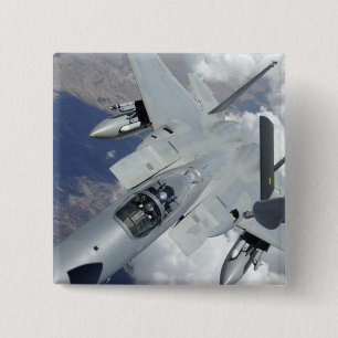 An F-15 Eagle pulls away from a KC-135 15 Cm Square Badge