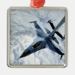 An F-16 Aggressor sits in contact position Metal Ornament