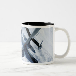 An F-16 Aggressor sits in contact position Two-Tone Coffee Mug