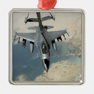 An F-16 Fighting Falcon refuels Metal Ornament