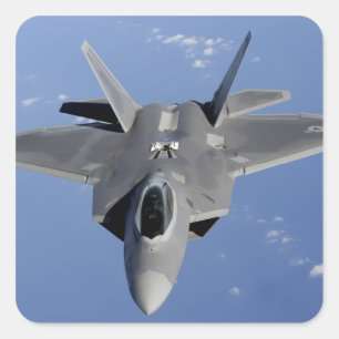 An F-22 Raptor moves into position to receive f 2 Square Sticker