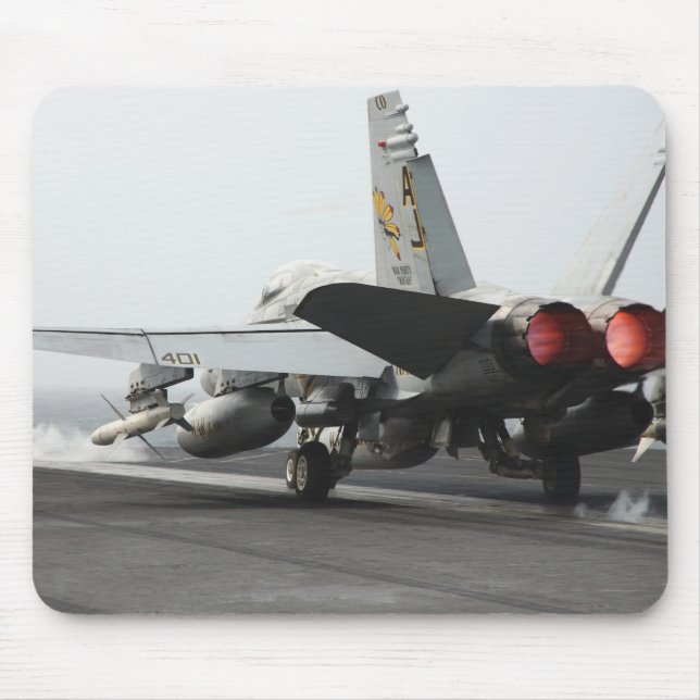 An F/A-18C Hornet launches from the flight deck 2 Mouse Pad (Front)
