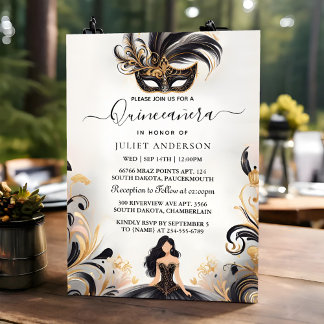 An Fancy Prom Mask Fun Masquerade Ball Quinceanera Invitation